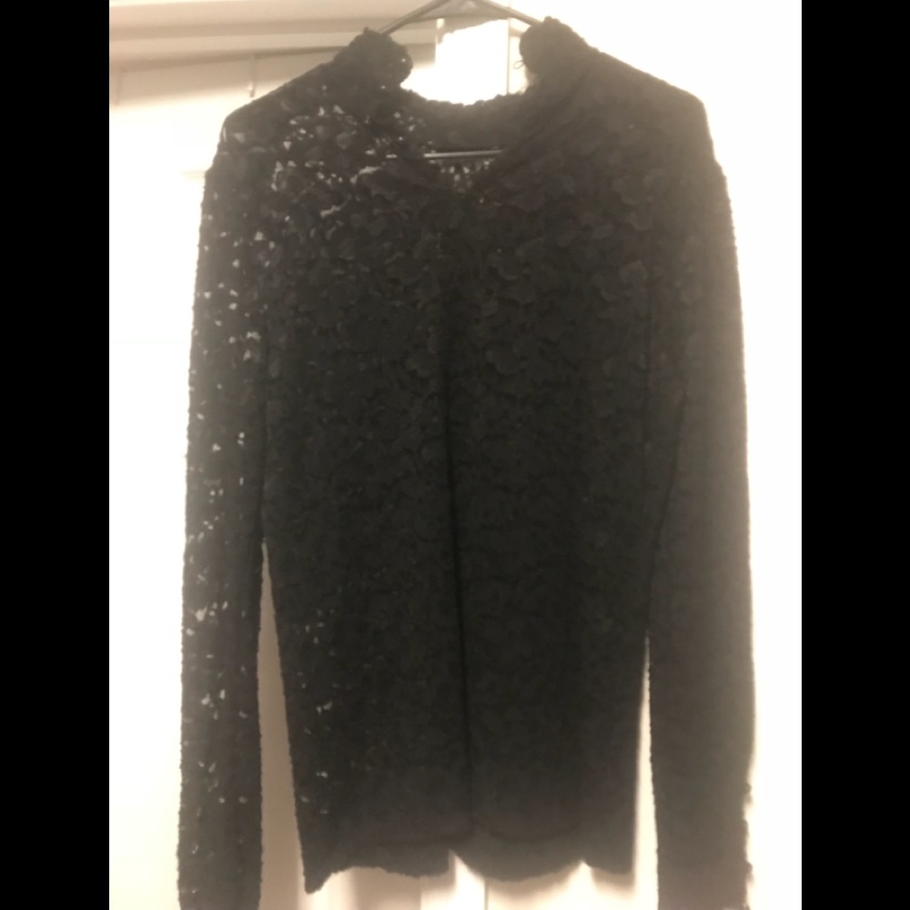 Black lace long sleeve top from Mango